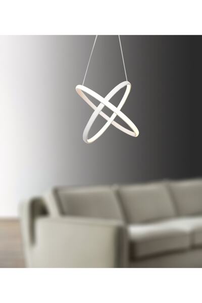 TT AYDINLATMA Tt315-By 2 Ring Model Matte White (Daylight) Led Chandelier