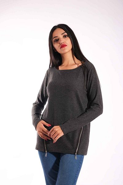 Blues Outlet Γυναικεία λεπτομέρεια τσέπης Μαλακή μπλούζα με φερμουάρ-καπνιστή