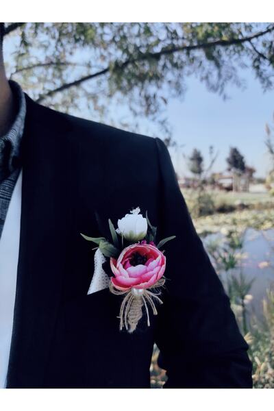 ecrin tuhafiye hobi Pembe Çiçekli Damat Yaka Çiçeği