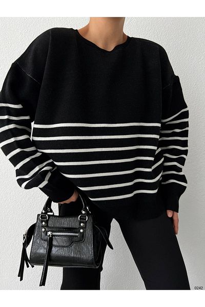 vuvutasarım Pulover de tricotaje cu design dublu în dungi de sezon nou 0242