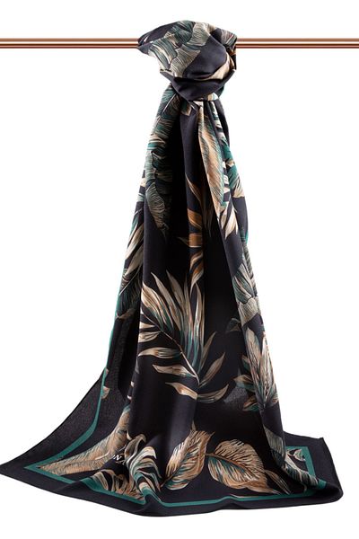 Vissona Γυναικείο Luxury Medina Silk Shawl Μαύρο - Petrol Green