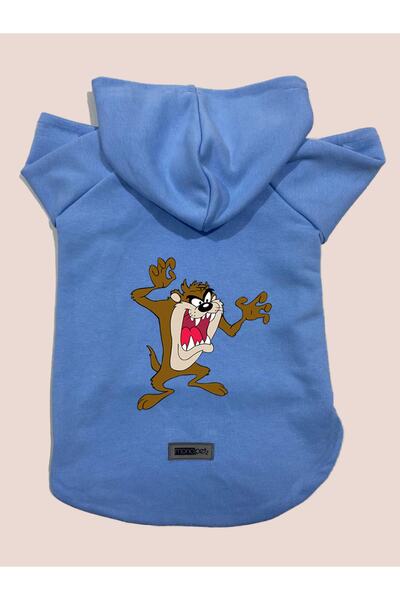 Monopetz سويت شيرت من الصوف بغطاء للرأس ملابس للكلاب والقطط - وحش تسمانيا الأ...