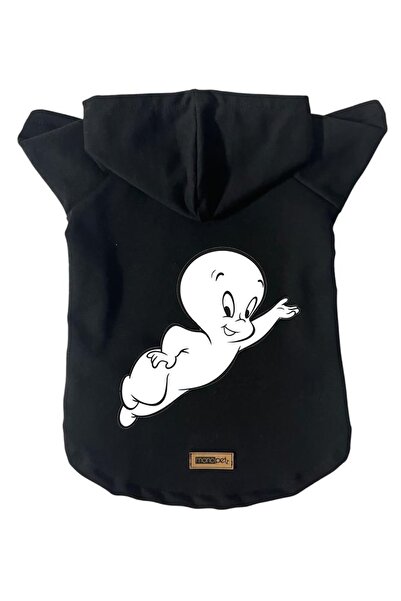 Monopetz سويت شيرت من الصوف بغطاء للرأس ملابس للكلاب والقطط - أسود كاسبر - مق...