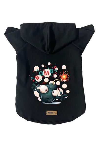 Monopetz Hooded Fleece Sweatshirt Dog And Cat Outfit & Dress - Black Boomb