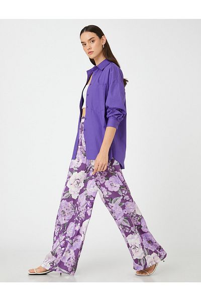 Koton Geblümte Palazzo-Hose mit elastischen Taillentaschen