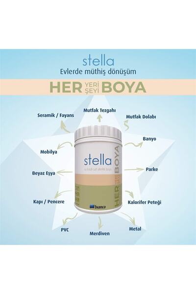 Bianca Stella Su Bazlı Saf Akrilik Boya Tüm Renkler 1Lt Her Yeri Boyar