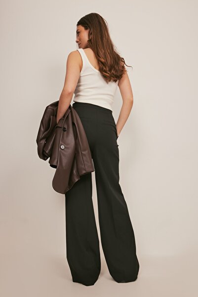 NA-KD High Waisted Wide Leg Suit Pants-Black