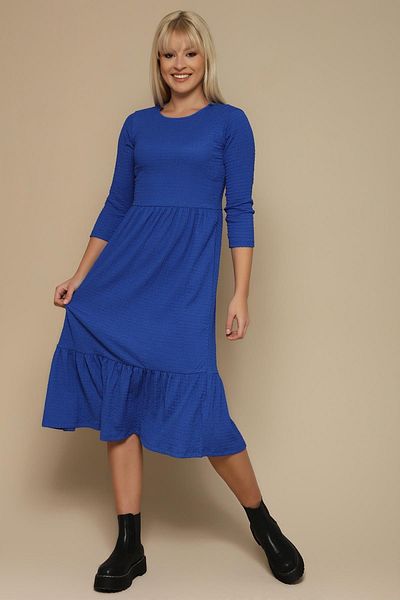 Select Moda Γυναικείο μακρύ φόρεμα με λαιμόκοψη Navy Blue