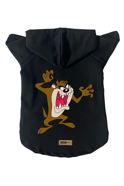Monopetz Hooded Fleece Sweatshirt Dog And Cat Outfit & Dress - Black Tasmanian Devil