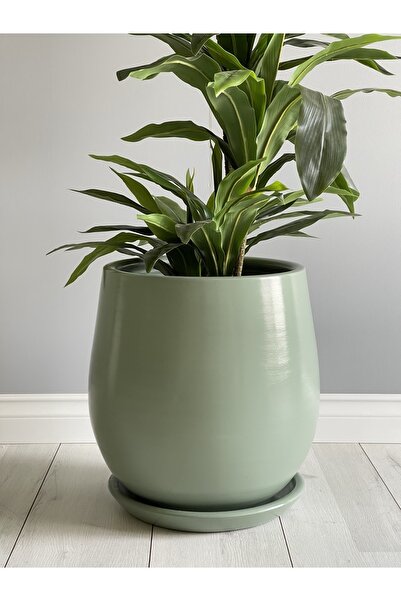 odka Armut Model Geniş Çaplı Saksı 28cmx28cm Tabaklı Mint