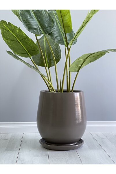 odka Armut Model Geniş Çaplı Saksı 28cmx28cm Tabaklı Vizon