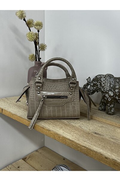 butikbatii Croco piele sintetică Mini El geantă de umăr Mink pentru femei