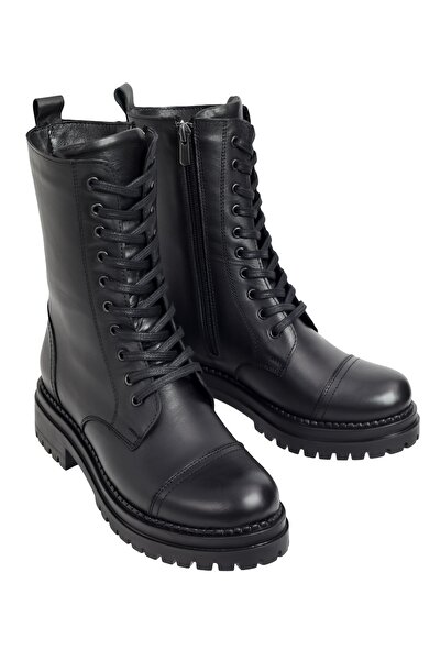 Deribank Hakiki Deri Fermuarlı Kadın Bot