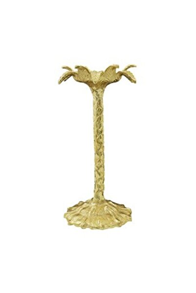 Metal Gold Palmiye Ağacı Mumluk 13x23 Cm Ak.hy0030