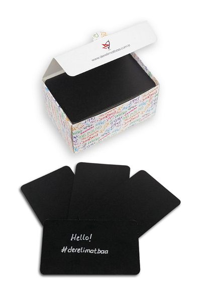 DERELİ MATBAA Black Note Card Note Tag Boxed 100 Pieces Custom Oval Cut