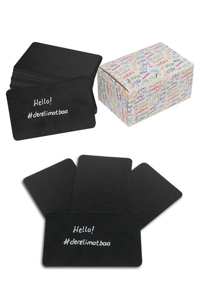 DERELİ MATBAA Black Note Card Note Tag Boxed 100 Pieces Custom Oval Cut