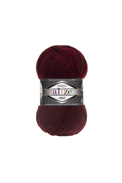 Alize 57 Claret Red Superlana Midi Hand Knitting Lanyard - 5 Pieces of 100 Grams