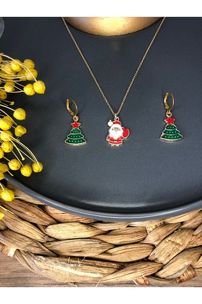 Stoneday New Year Christmas Christmas New Year Concept Necklace Earrings Set