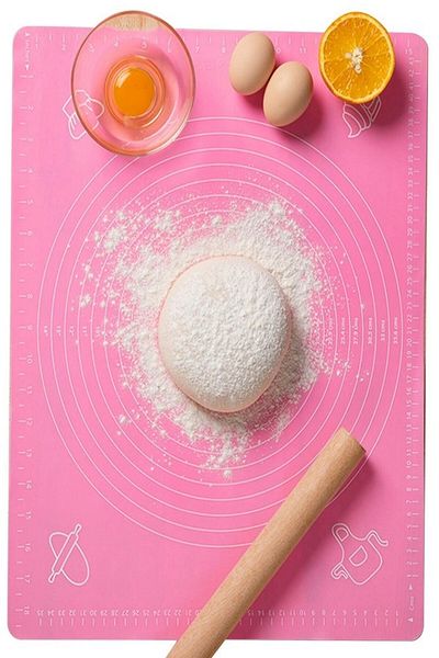Tilbe Home Silicone Dough Mat Measured Heat Resistant Dough Kneading Mat Colorful Kitchen Pastry Baking Mat