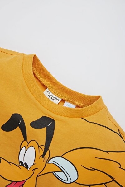 DeFacto Erkek Bebek Disney Mickey & Minnie Bisiklet Yaka Penye Kısa Kollu Tişört