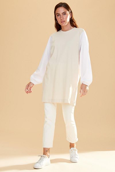 DeFacto Color Blocked Ποπλίνα Balloon Sleeve Relax Fit Tunic
