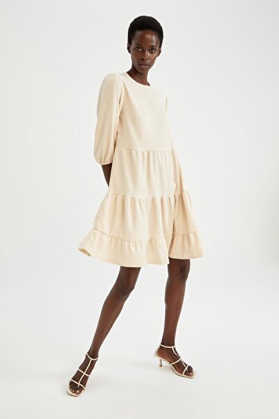 DeFacto Mini šaty s polorukávy v áčkové linii