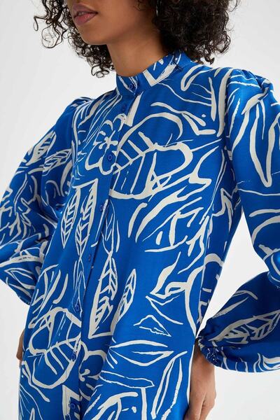 DeFacto Maxi šaty s květinovým vzorem A-Line s dlouhým rukávem