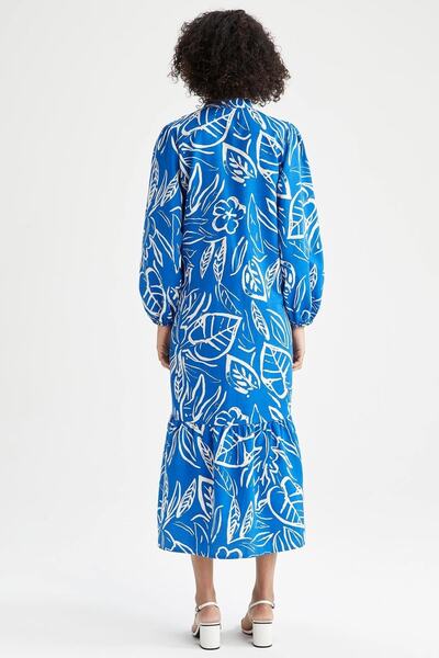 DeFacto Maxi šaty s květinovým vzorem A-Line s dlouhým rukávem