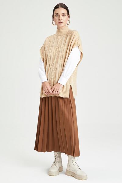 DeFacto Pleated Elastic Waist Woven Maxi Skirt