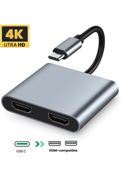 Alfais 5257 Type C Hdmi 4k 60hz Splitter Switch Ekran Monitör Çoğaltıcı Çoklayıcı