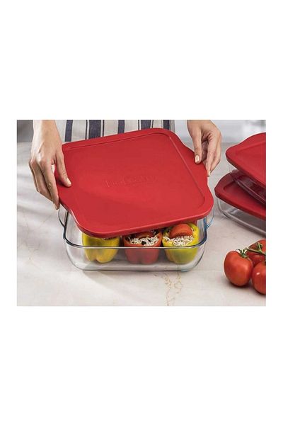 Paşabahçe Square Oven Dish - Pyrex Plastic Lid, 59024, 31.5x28 Cm