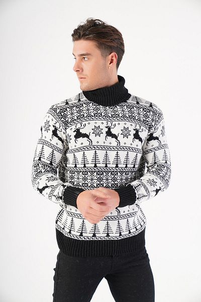 Trist Star Pulover tricot de Anul Nou cu modele de cerb pentru bărbați