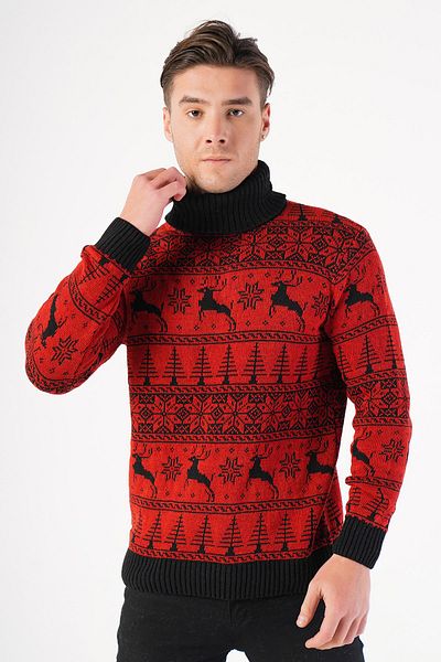 Trist Star Pulover din tricot de Anul Nou cu modele de cerb pentru bărbați