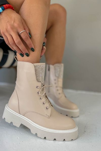 Shoebutik Δερμάτινες μπότες Ottawa Beige