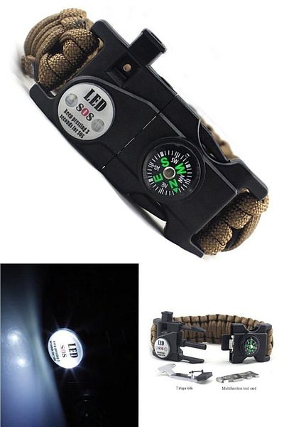 Bosile Βραχιόλι Paracord Survival Πορτοκαλί-μαύρο