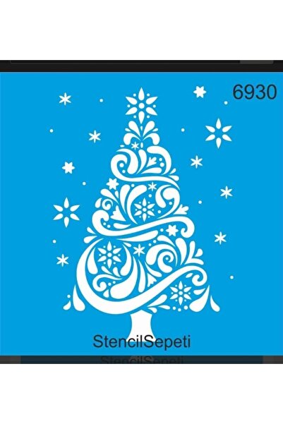 DERYA DESİNG ART قالب استنسل بنمط شجرة عيد الميلاد St6930 مقاس 20 × 20 سم