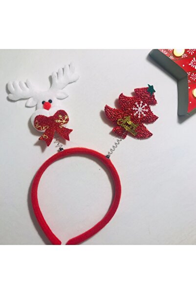 HC Boutique تاج عيد الميلاد مع شكل غزال لطيف وشجرة صنوبر حمراء للأطفال والكبار