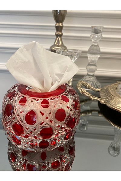 dekorasyon garajı Crystal Cut Glass Napkin Holder -red-
