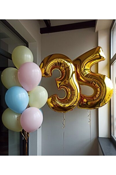 MFM Set de baloane din folie de aur pentru petrecere de 35 de ani
