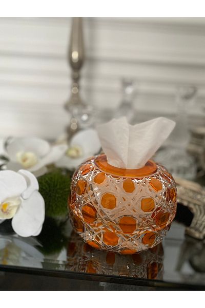 dekorasyon garajı Crystal Cut Glass Napkin Holder -orange-