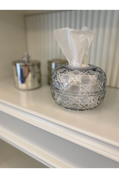 dekorasyon garajı Crystal Cut Glass Napkin Holder -smoked-