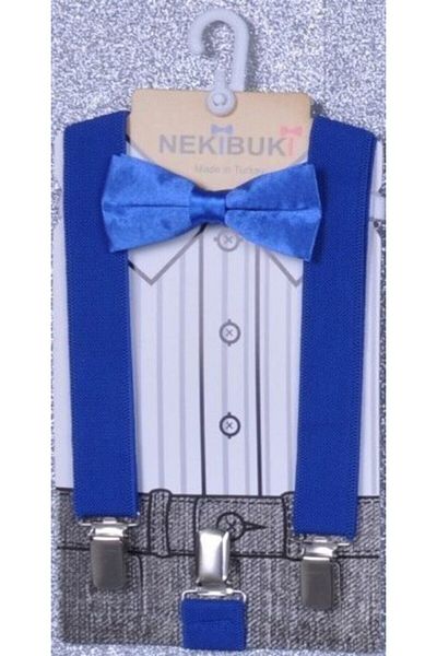 NEKİBUKİ Set papion cu bretele pentru pantaloni albastri pentru baieti