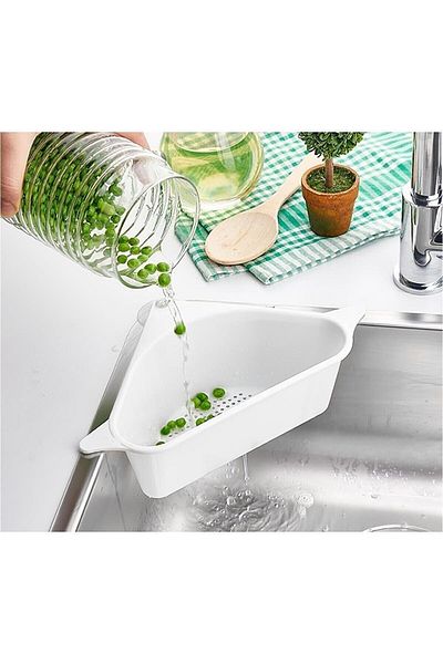 blackleg Triangle Cornered Suction Cup Drainer Fruit Vegetable Rice Washing Sink Organizer 1 Piece