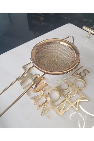 LOVYCO Gold Tea Strainer 100% Titanium Plated Diameter 8 Cm
