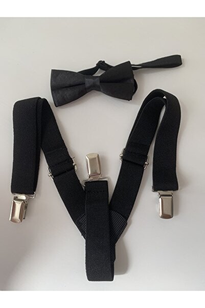 NEKİBUKİ Σετ αγορίστικο μαύρο παντελόνι, ζαρτιέρες και παπιγιόν 1-8 ετών