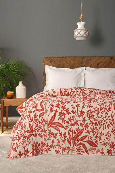 Karaca Home Harmony Tile - Double Sided and Double Cotton Blanket