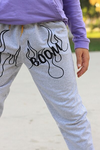 Çiggo Kids Boom Lettered Flame Printed 2ip Boys' Sweatpants