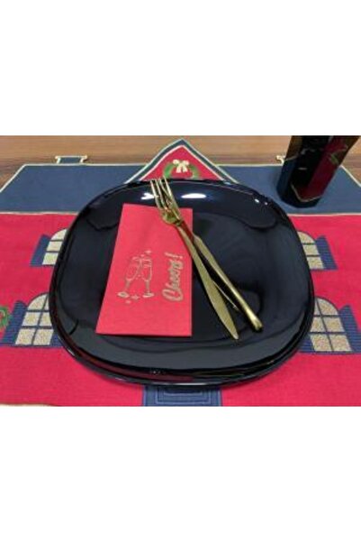 kidspartim منديل هتاف رأس السنة باللون الأحمر المطلي بالذهب 16 قطعة