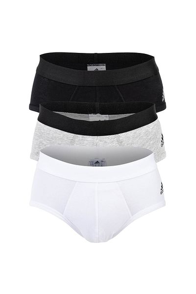 adidas Herren Slip, 3er-Pack – Höschen, Active Flex Cotton, Logo, 3 Streifen, Uni
