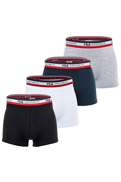 FILA Herren Boxershorts, 4er Pack - Logobund, Cotton Stretch, einfarbig